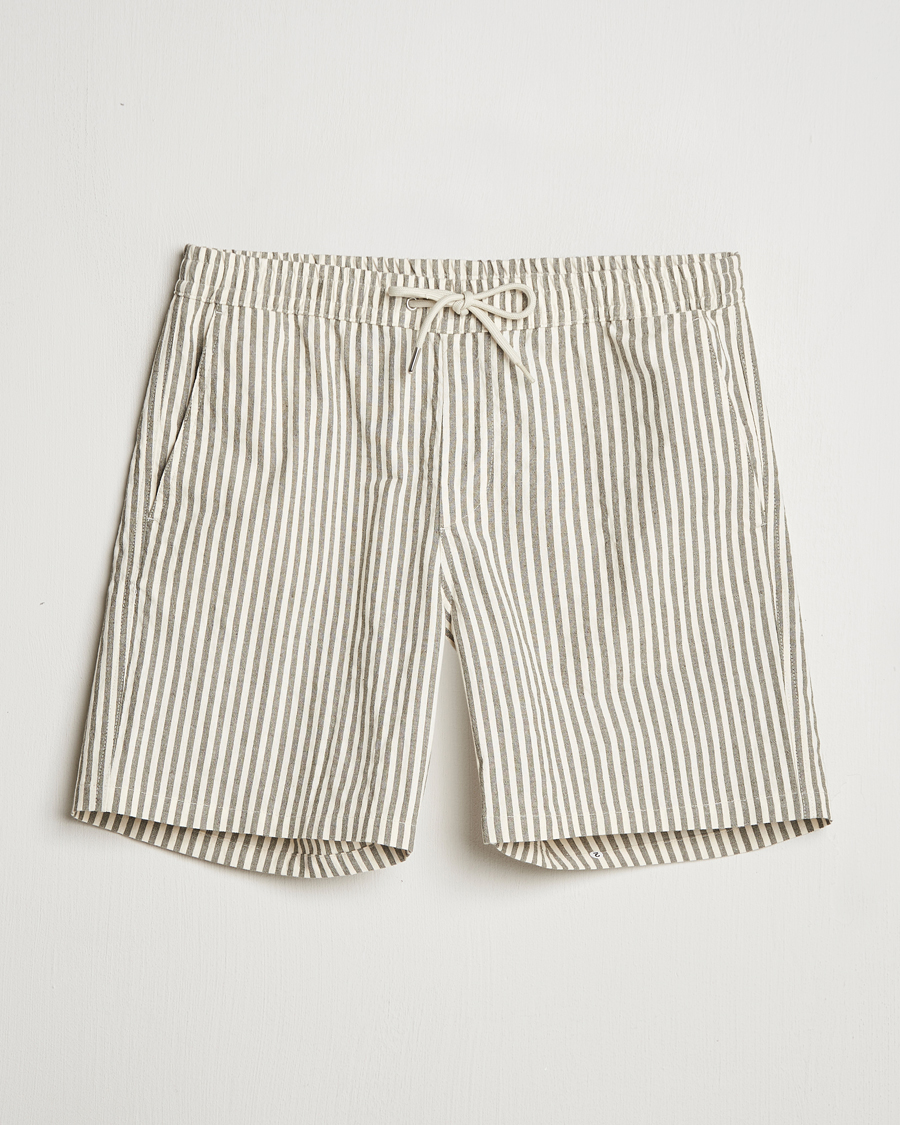 Herr | Shorts | NN07 | Gregor Striped Drawstring Shorts Green/White