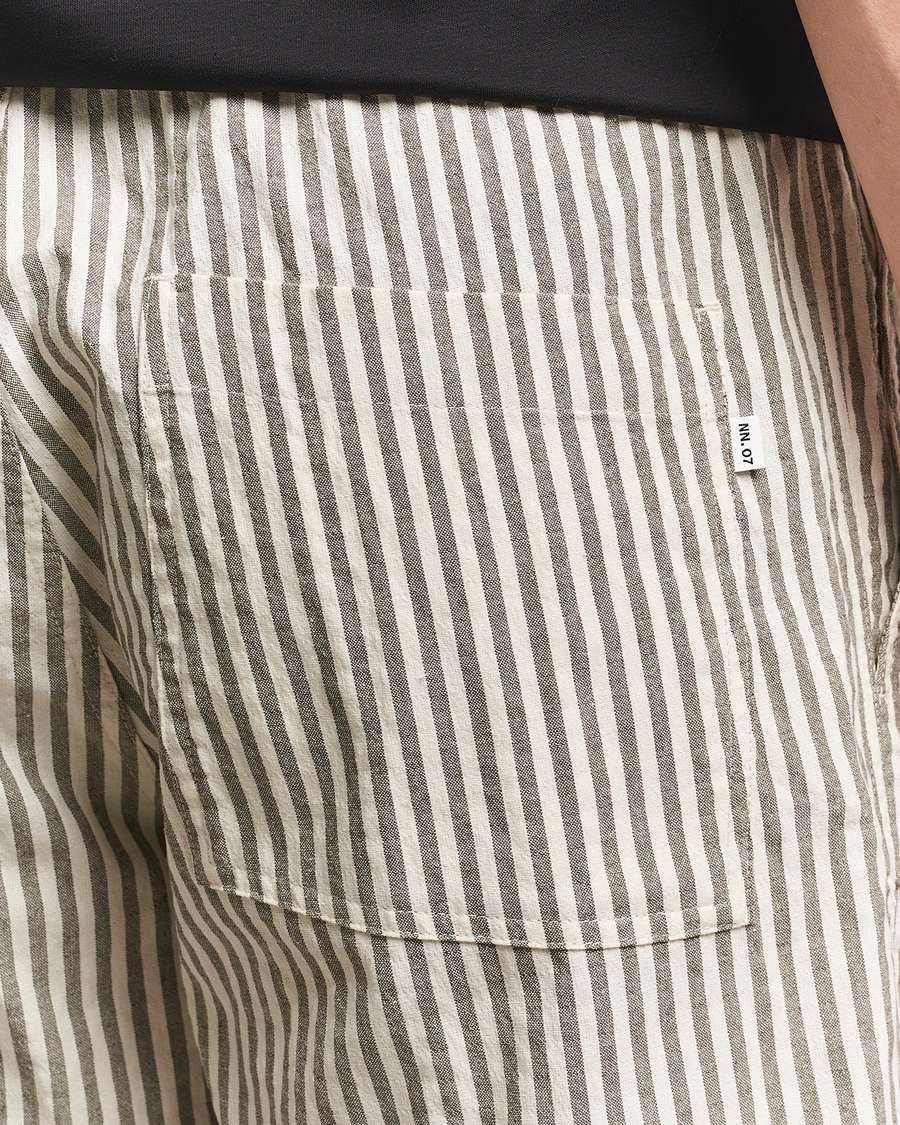 Herr | Shorts | NN07 | Gregor Striped Drawstring Shorts Green/White