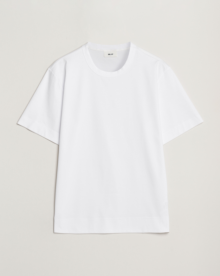 Herr | T-Shirts | NN07 | Pedro Mercerized Crew Neck T-Shirt White