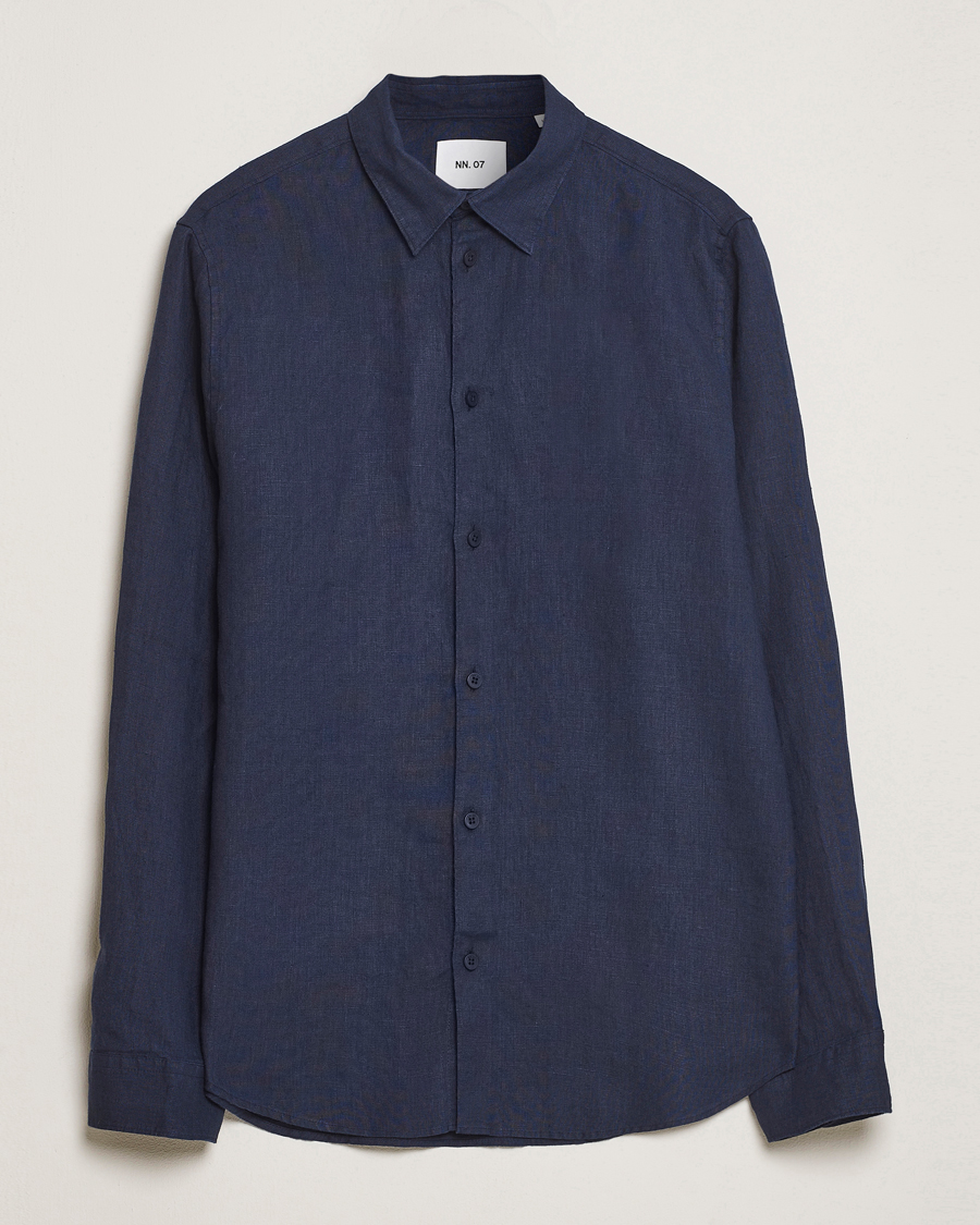 Herr | Skjortor | NN07 | Enzo Linen Shirt Navy Blue