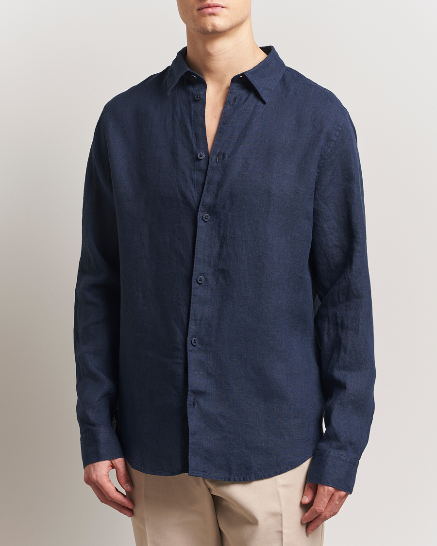 Herr | Skjortor | NN07 | Enzo Linen Shirt Navy Blue