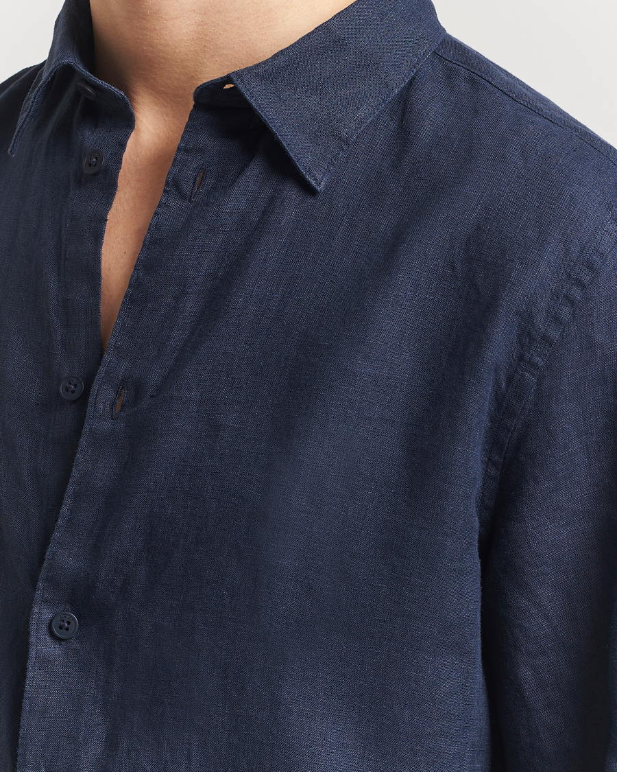 Herr | Skjortor | NN07 | Enzo Linen Shirt Navy Blue