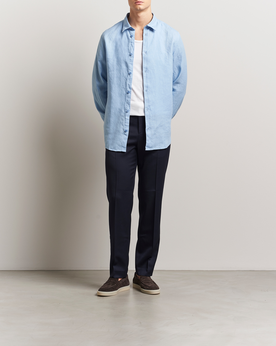 Herr | Skjortor | NN07 | Enzo Linen Shirt Cerulan Blue