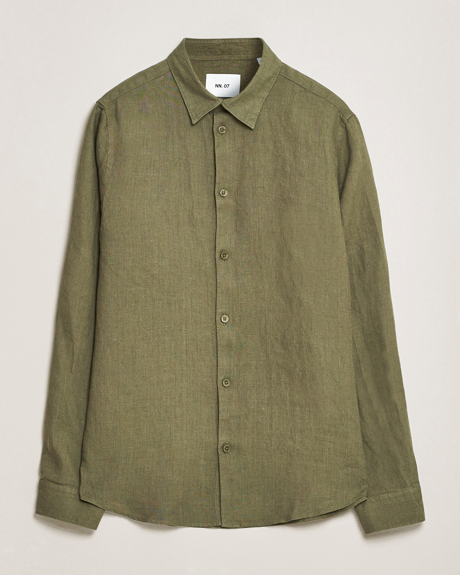 Herr | Skjortor | NN07 | Enzo Linen Shirt Capers Green
