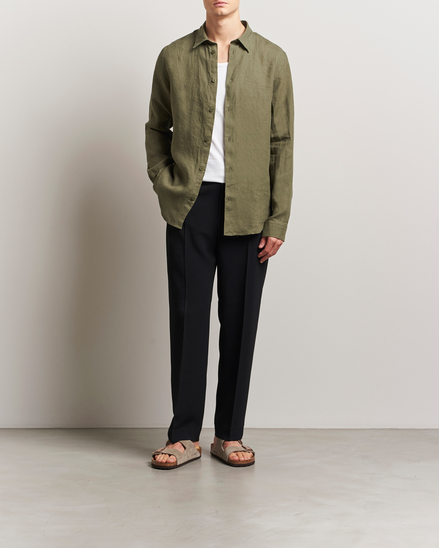 Herr | Skjortor | NN07 | Enzo Linen Shirt Capers Green