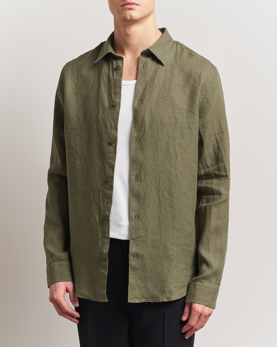 Herr | Skjortor | NN07 | Enzo Linen Shirt Capers Green