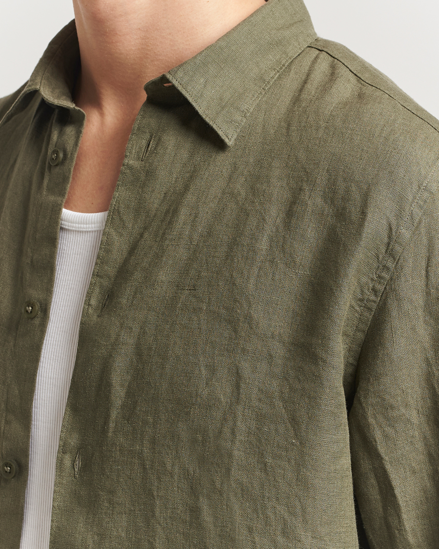 Herr | Skjortor | NN07 | Enzo Linen Shirt Capers Green