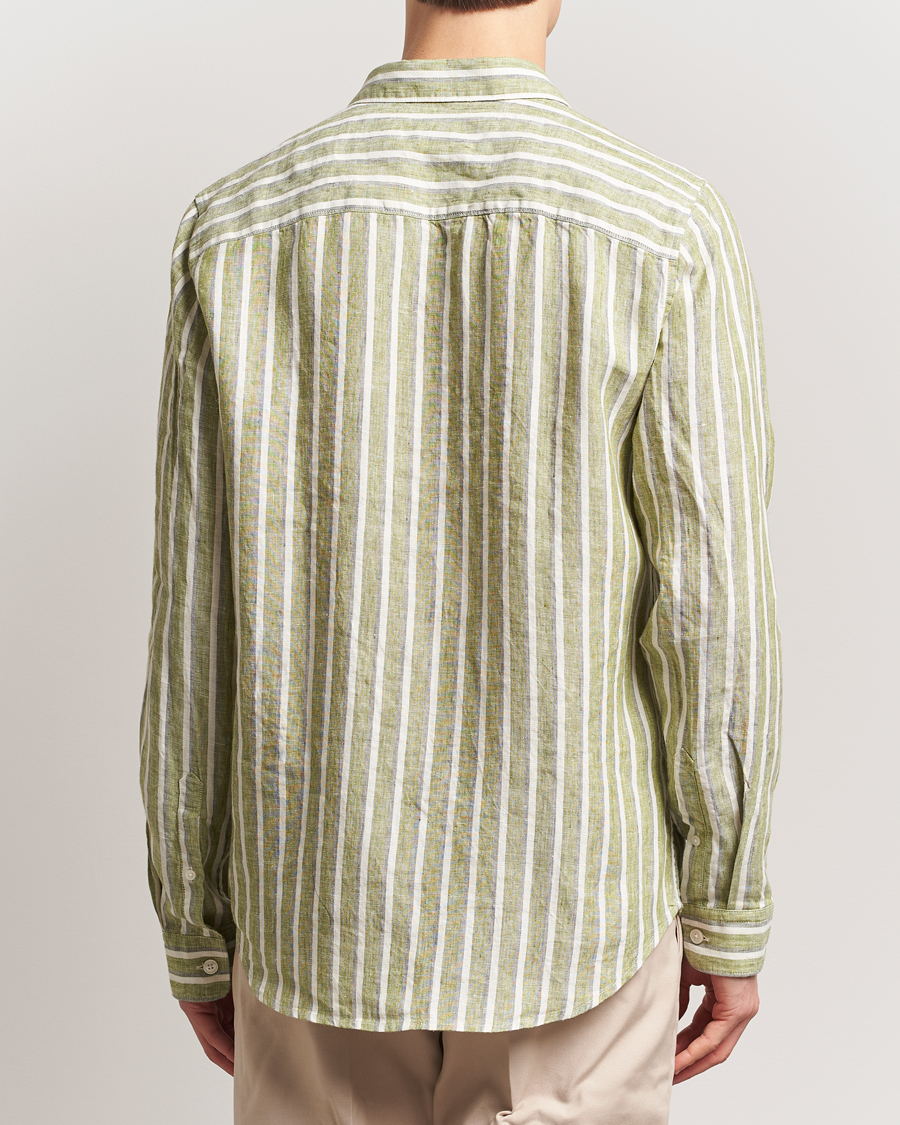 Herr | Skjortor | NN07 | Enzo Striped Linen Shirt Green Multi