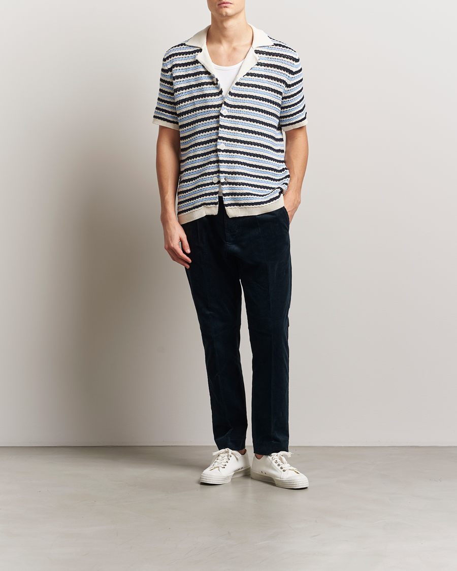 Herr | Skjortor | NN07 | Henry Knitted Short Sleeve Shirt Blue Multi