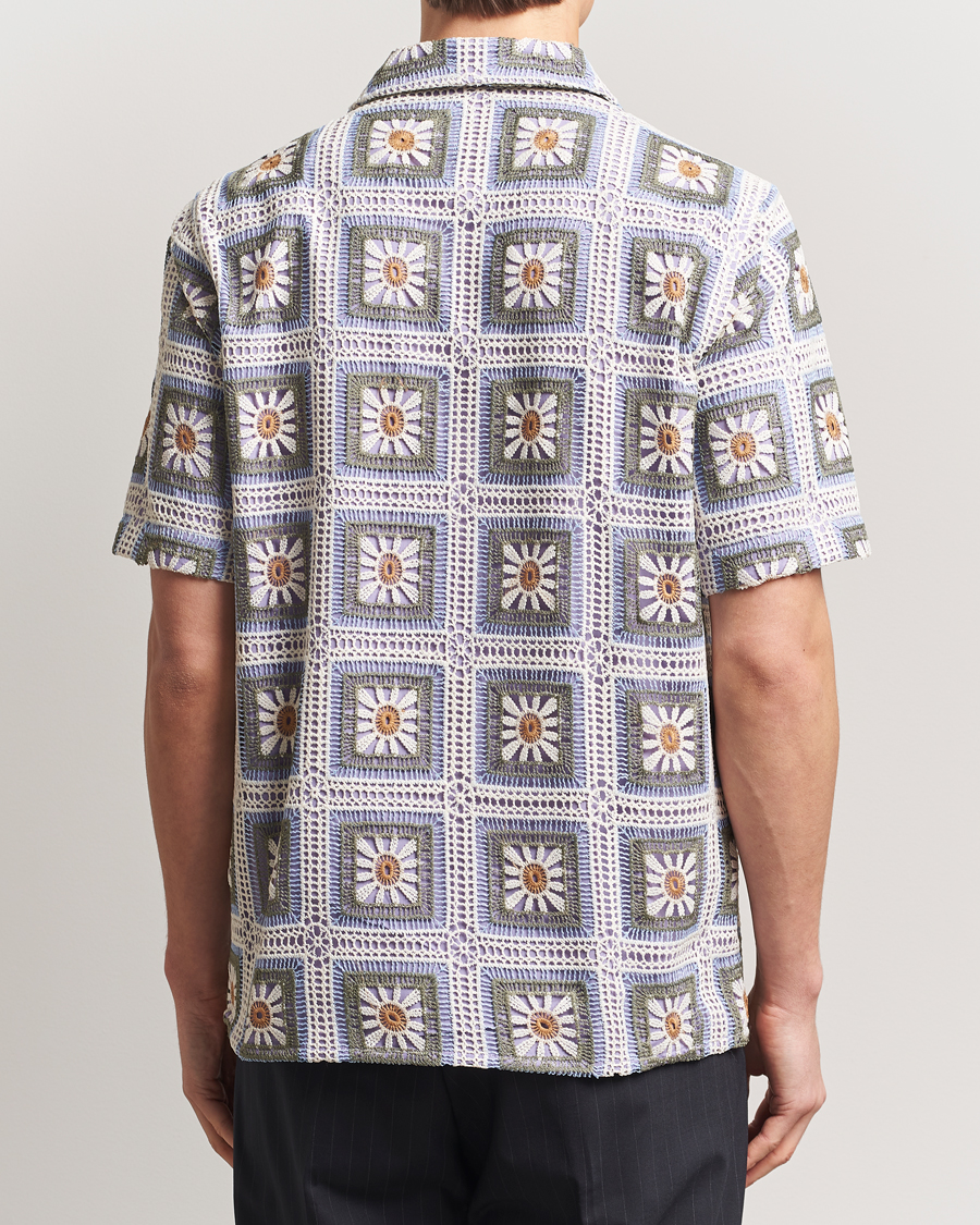 Herr | Skjortor | NN07 | Julio Crochet Flower Short Sleeve Shirt Violette Multi