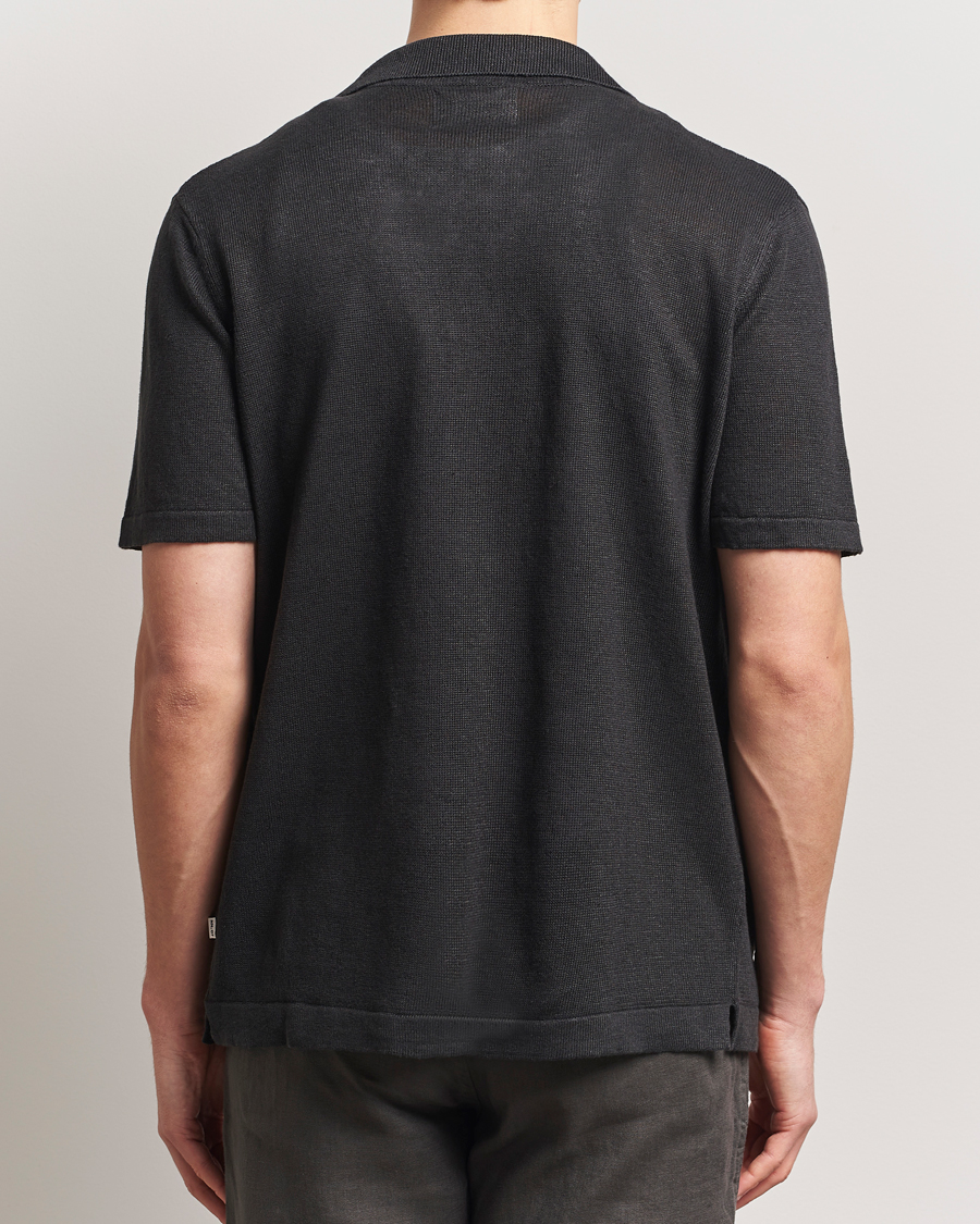 Herr | Skjortor | NN07 | Henry Printed Knitted Short Sleeve Shirt Black