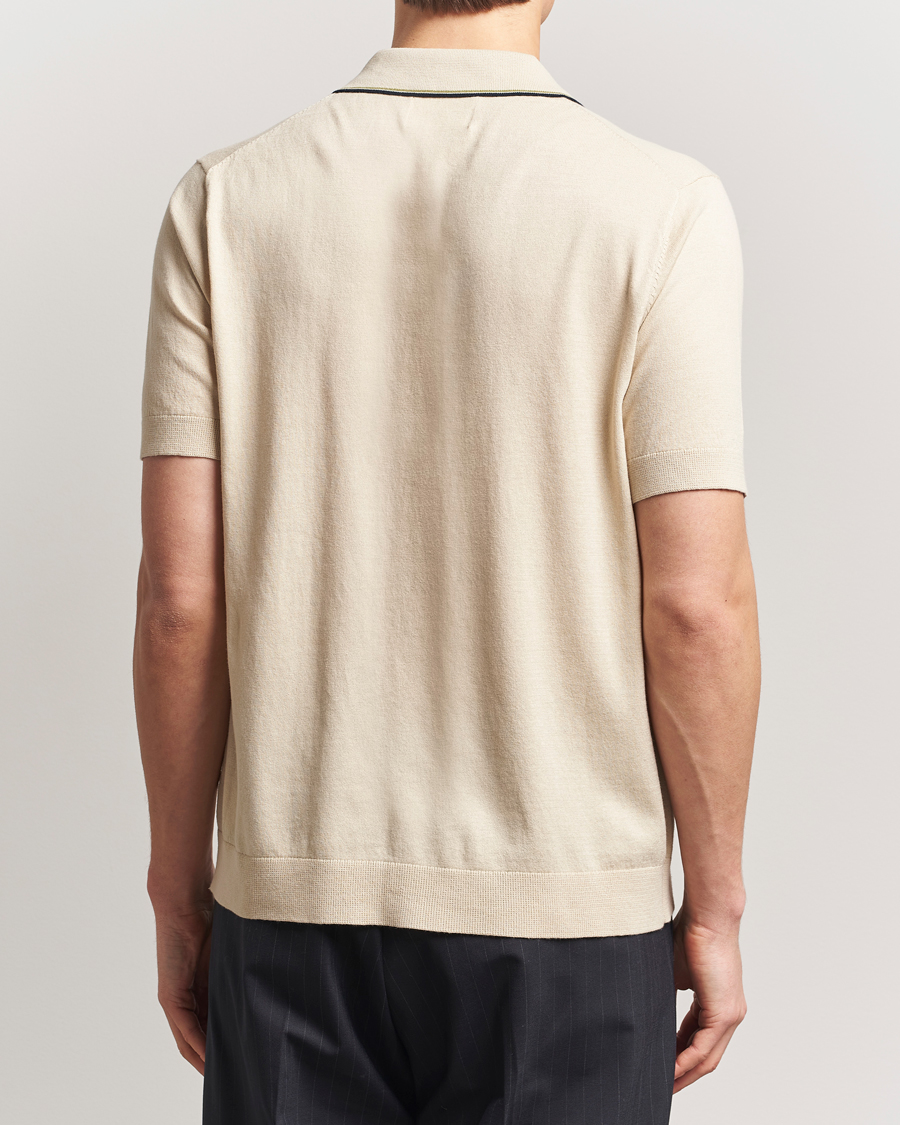 Herr | Skjortor | NN07 | Nolan Paspoal Knitted Short Sleeve Shirt Ecru