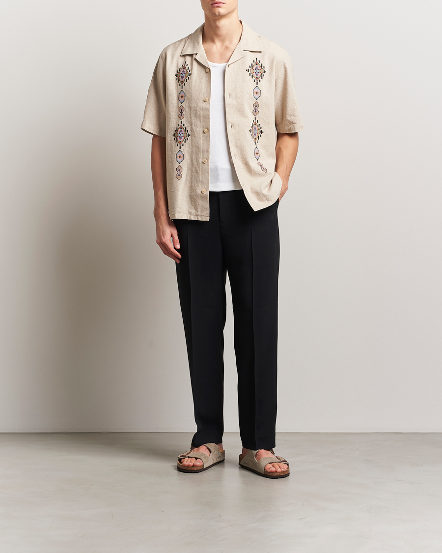 Herr | Skjortor | NN07 | Ole Printed Short Sleeve Shirt Oat