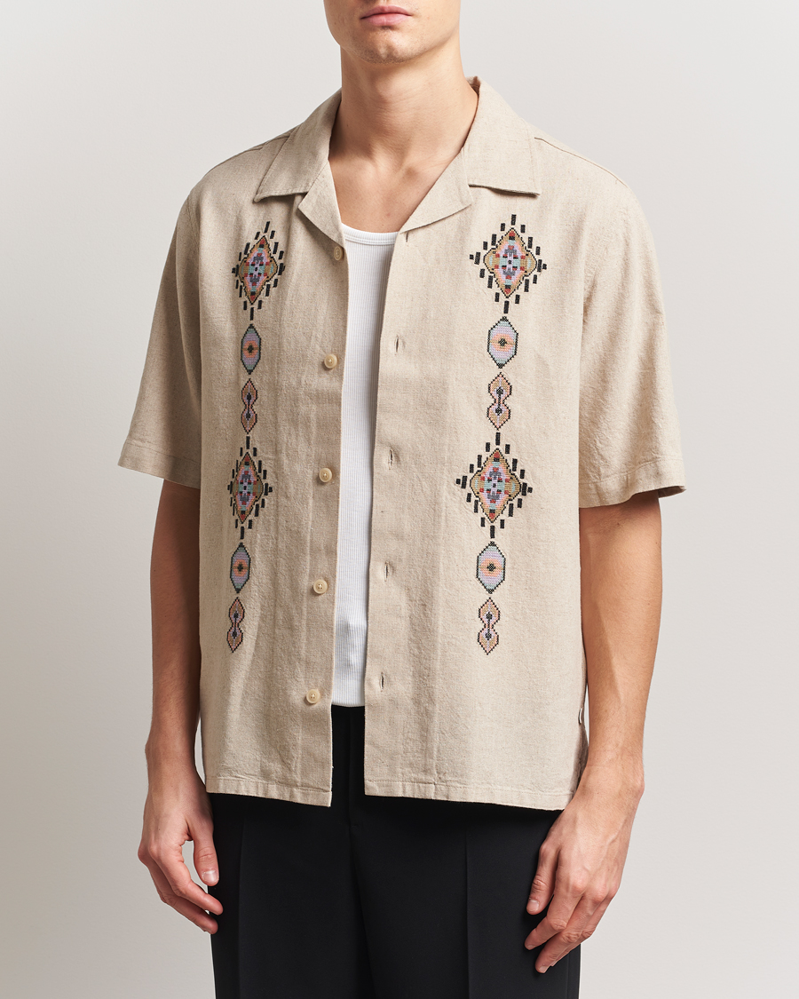 Herr | Skjortor | NN07 | Ole Printed Short Sleeve Shirt Oat