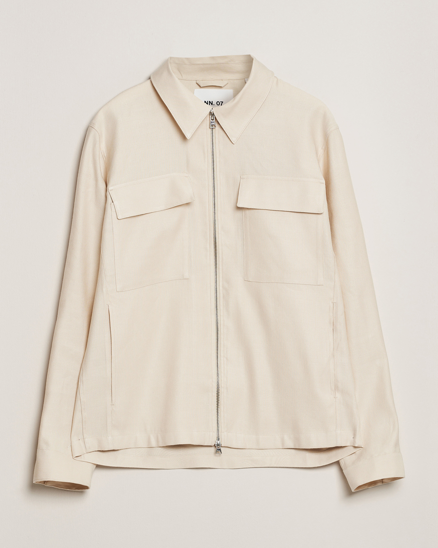 Herr | Skjortor | NN07 | Alban Cotton/Linen Overshirt Ivory