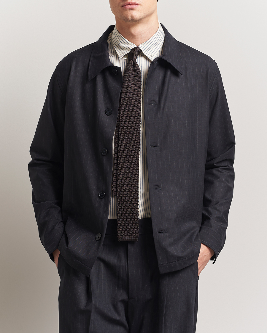 Herr | Skjortor | NN07 | Zander Pinstriped Overshirt Navy/White