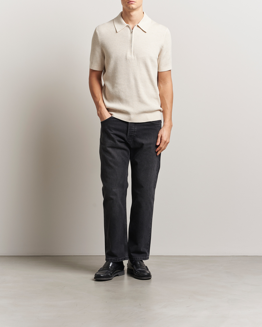 Herr | Pikéer | NN07 | Hansie Half Zip Knitted Polo Ivory
