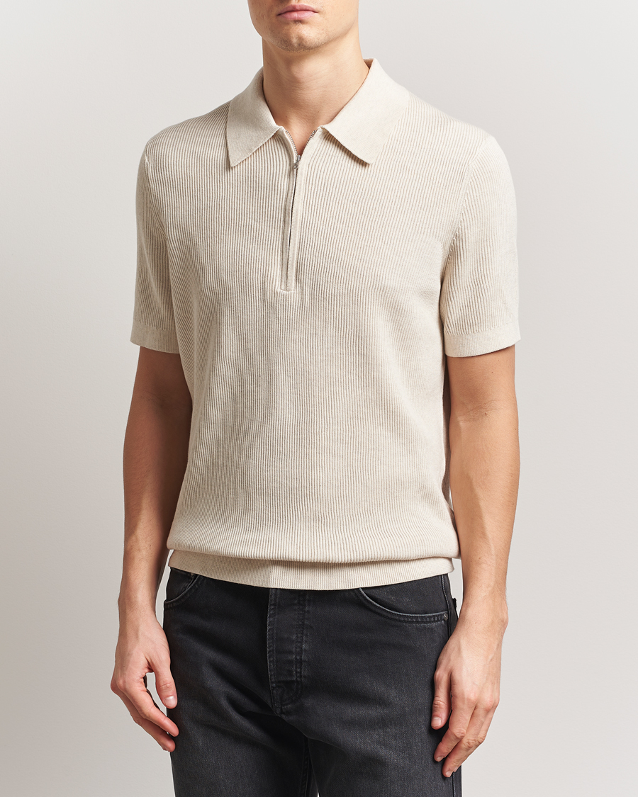 Herr | Pikéer | NN07 | Hansie Half Zip Knitted Polo Ivory
