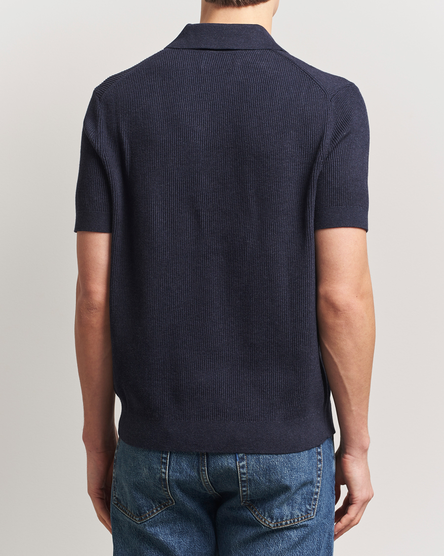 Herr | Pikéer | NN07 | Hansie Half Zip Knitted Polo Navy Melange