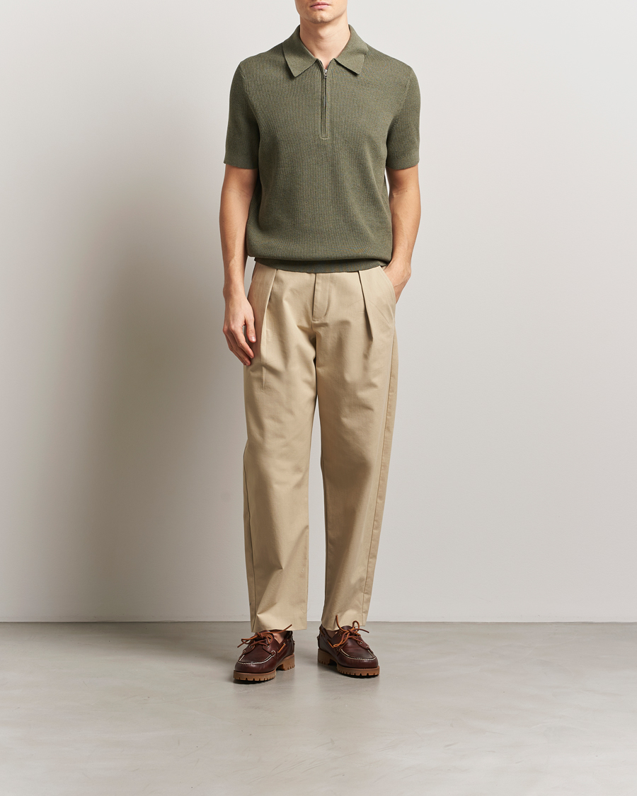 Herr | Pikéer | NN07 | Hansie Half Zip Knitted Polo Capers Green