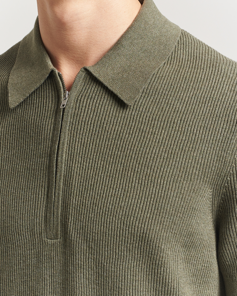 Herr | Pikéer | NN07 | Hansie Half Zip Knitted Polo Capers Green