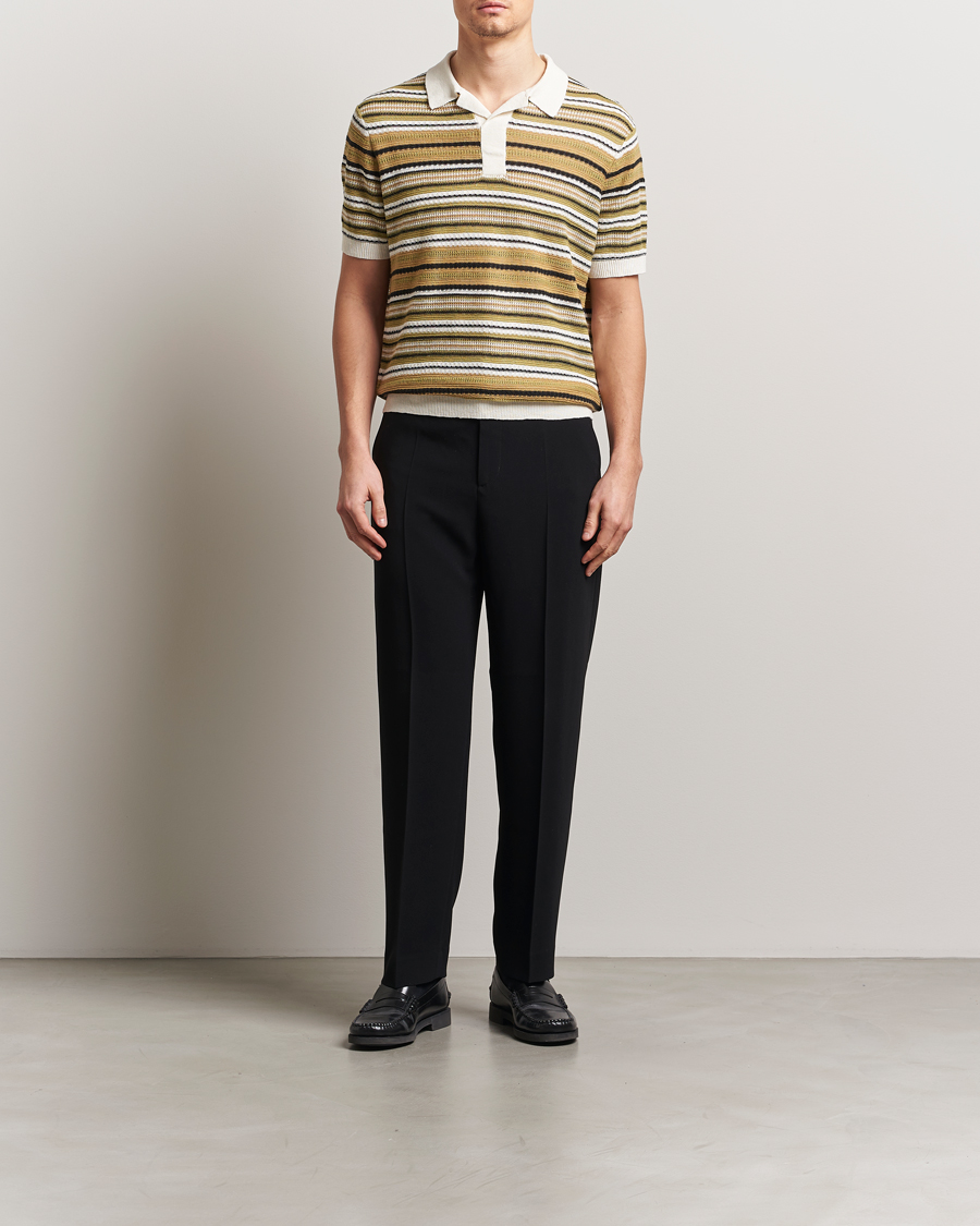 Herr | Pikéer | NN07 | Noam Striped Knitted Polo Evergreen