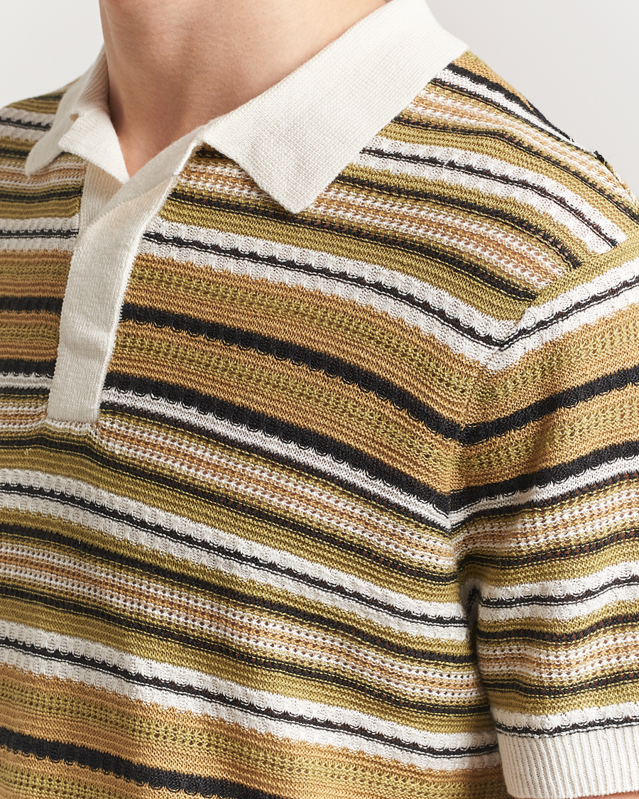 Herr | Pikéer | NN07 | Noam Striped Knitted Polo Evergreen