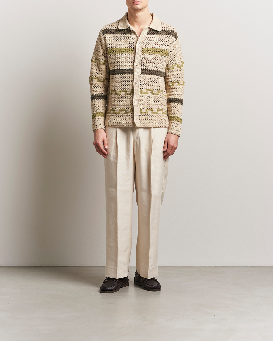 Herr | Tröjor | NN07 | Frank Crochet Knitted Cardigan Oat