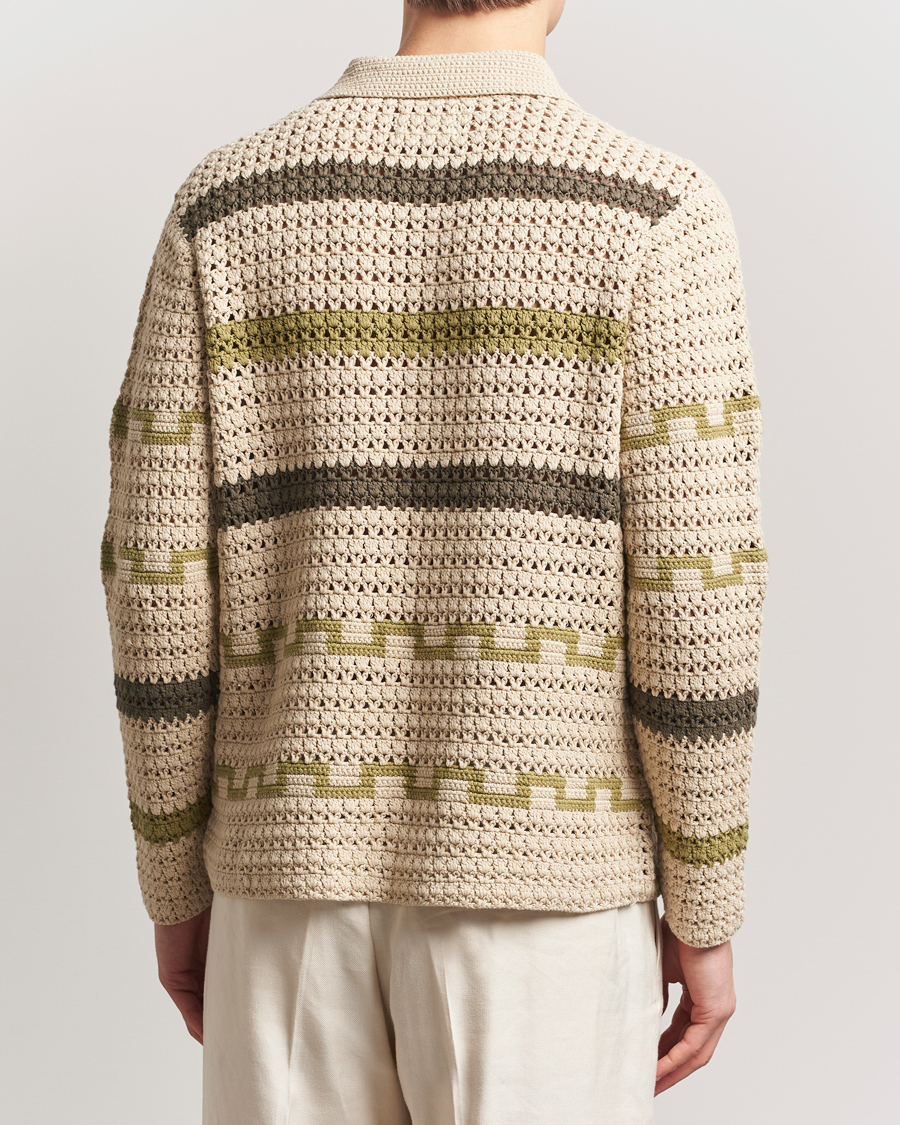 Herr | Tröjor | NN07 | Frank Crochet Knitted Cardigan Oat