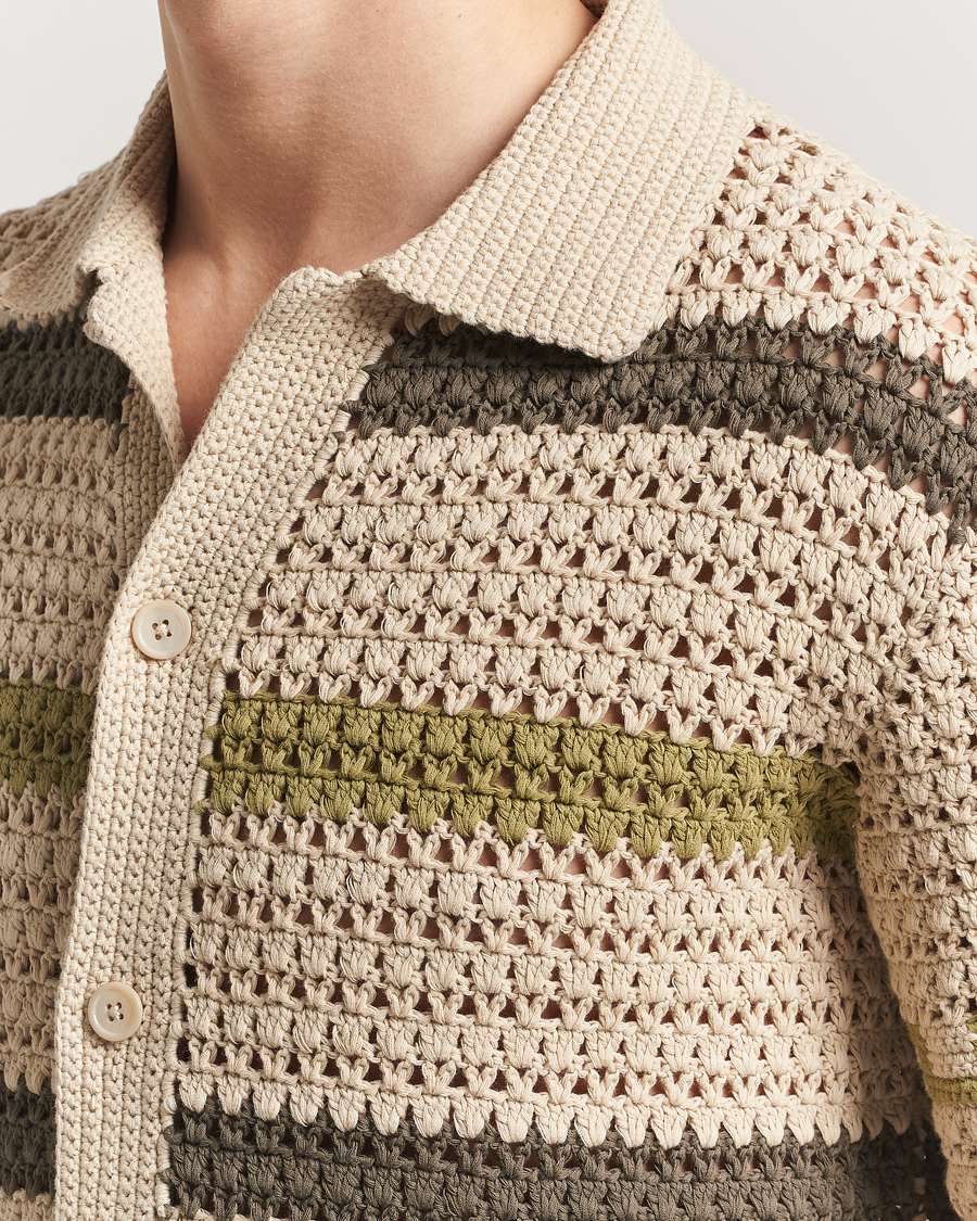Herr | Tröjor | NN07 | Frank Crochet Knitted Cardigan Oat