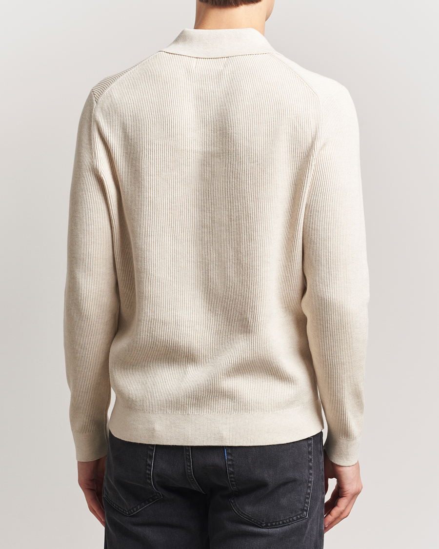 Herr | Tröjor | NN07 | Hansie Ribbed Knitted Half Zip Ivory