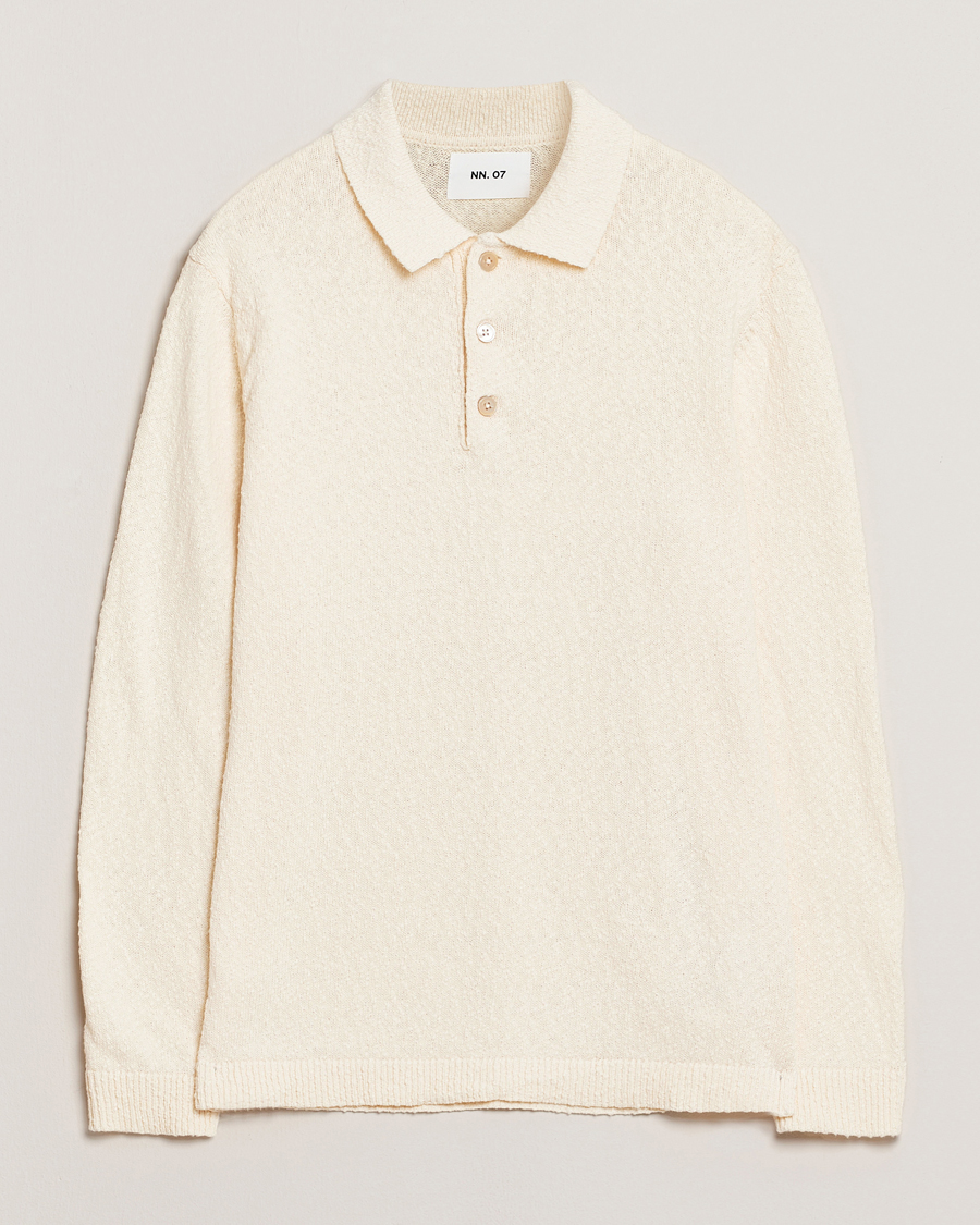 Herr | Tröjor | NN07 | Randy Knitted Long Sleeve Polo Ecru