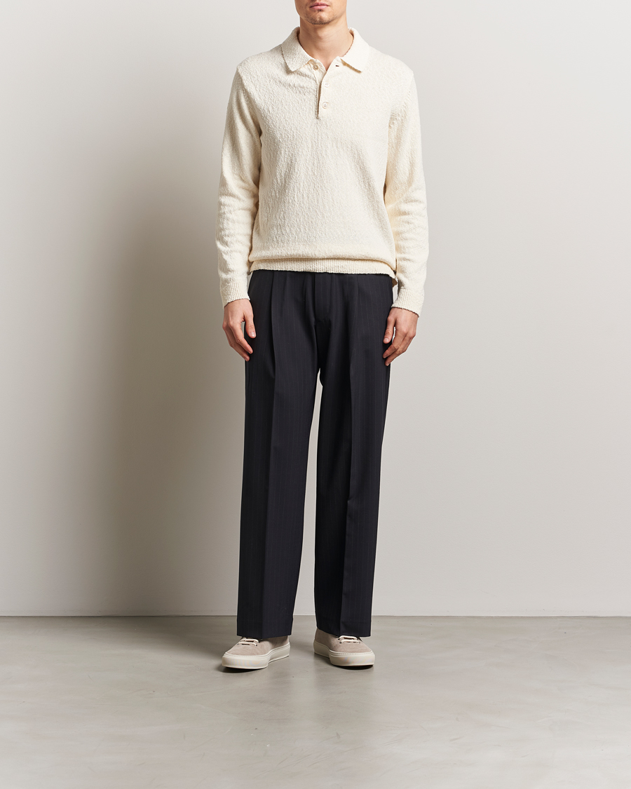 Herr | Tröjor | NN07 | Randy Knitted Long Sleeve Polo Ecru