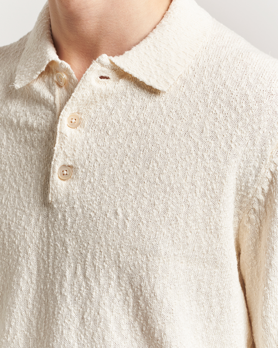 Herr | Tröjor | NN07 | Randy Knitted Long Sleeve Polo Ecru