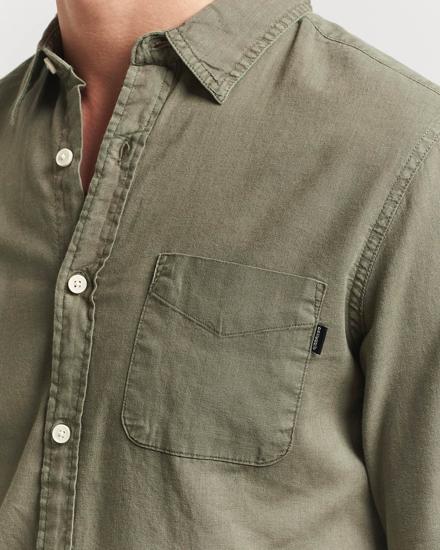 Herr | Skjortor | Dockers | Slim Linen/Cotton Shirt Teal Leaf