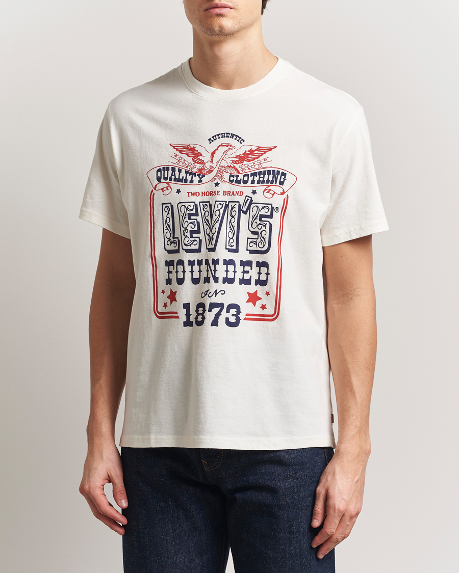 Herr | T-Shirts | Levi's | Relaxed Fit Printed Crew Neck T-Shirt Egret White