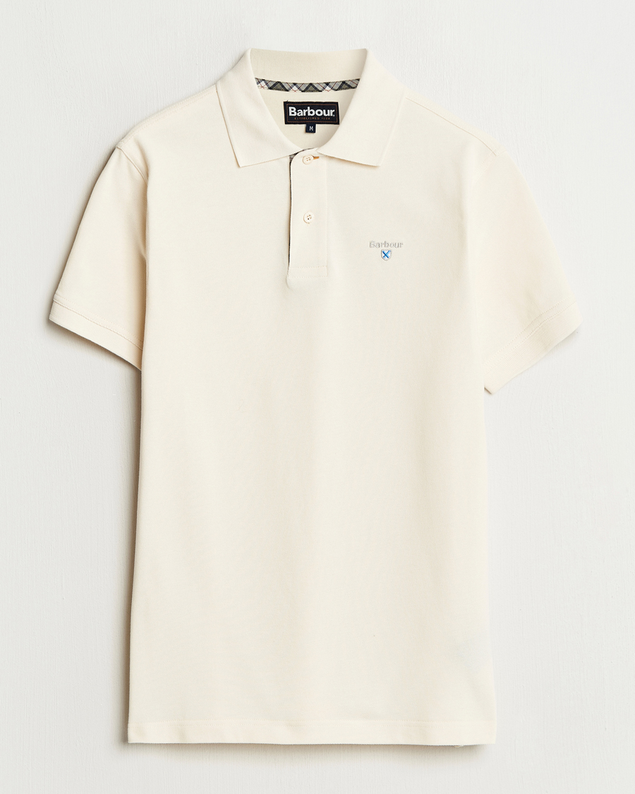 Herr | Pikéer | Barbour Lifestyle | Tartan Pique Polo Antique White