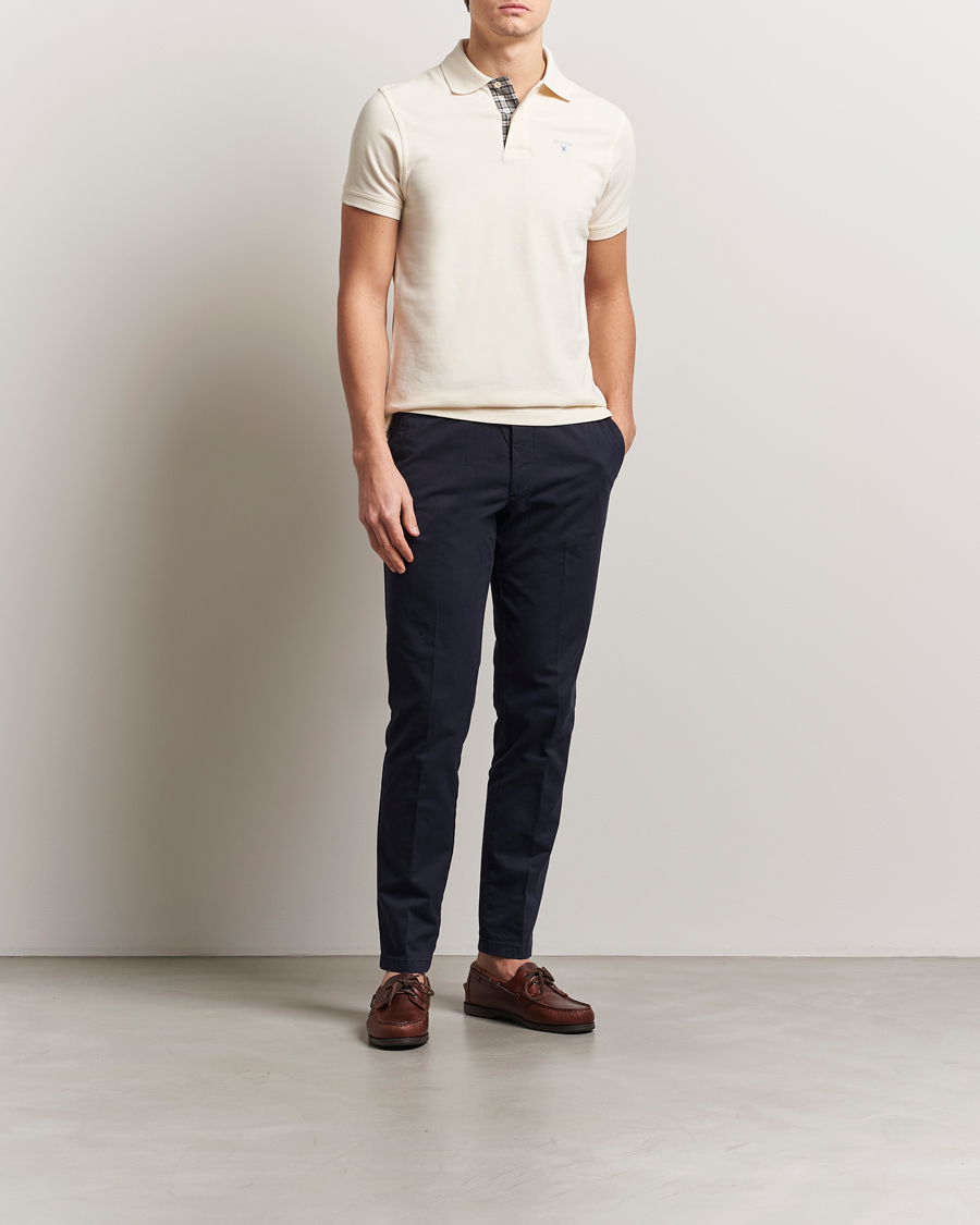 Herr | Pikéer | Barbour Lifestyle | Tartan Pique Polo Antique White