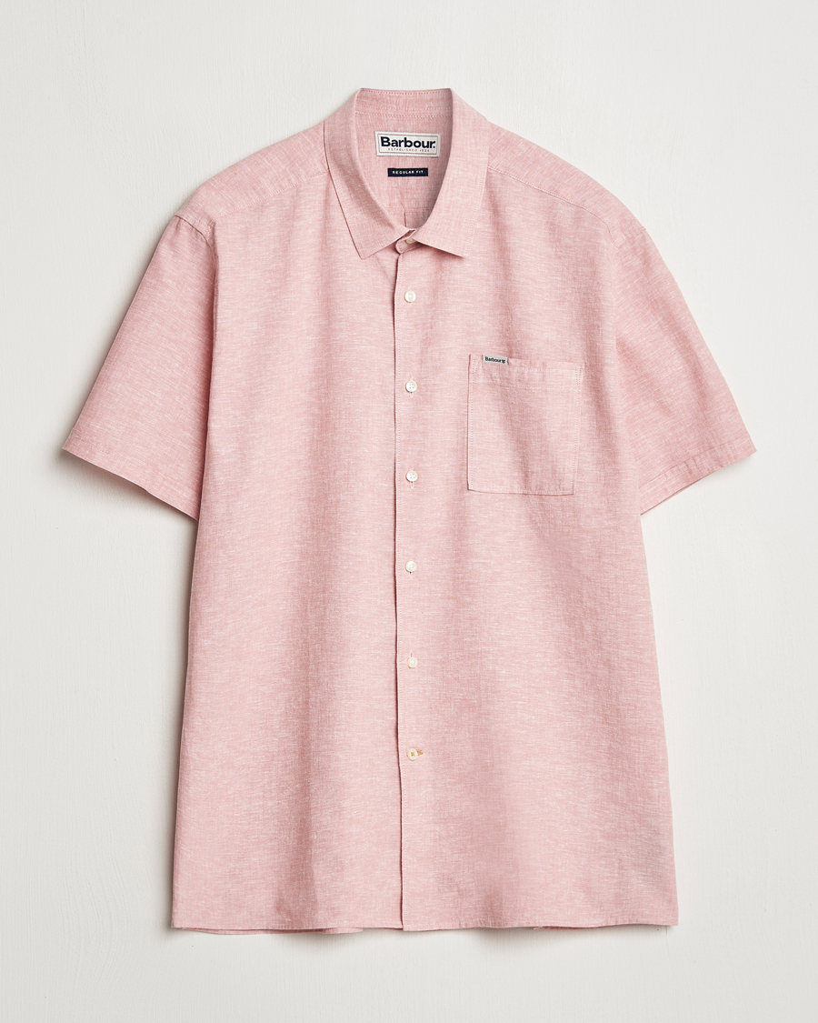 Herr | Skjortor | Barbour Lifestyle | Nelson Short Sleeve Linen/Cotton Shirt Pink Clay