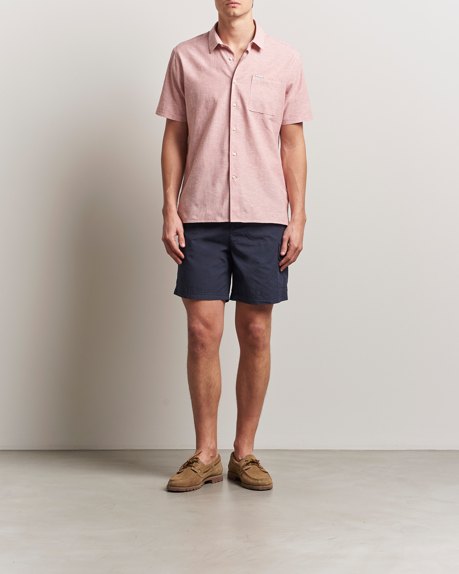 Herr | Skjortor | Barbour Lifestyle | Nelson Short Sleeve Linen/Cotton Shirt Pink Clay