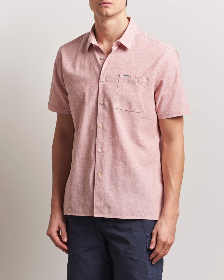 Herr | Skjortor | Barbour Lifestyle | Nelson Short Sleeve Linen/Cotton Shirt Pink Clay