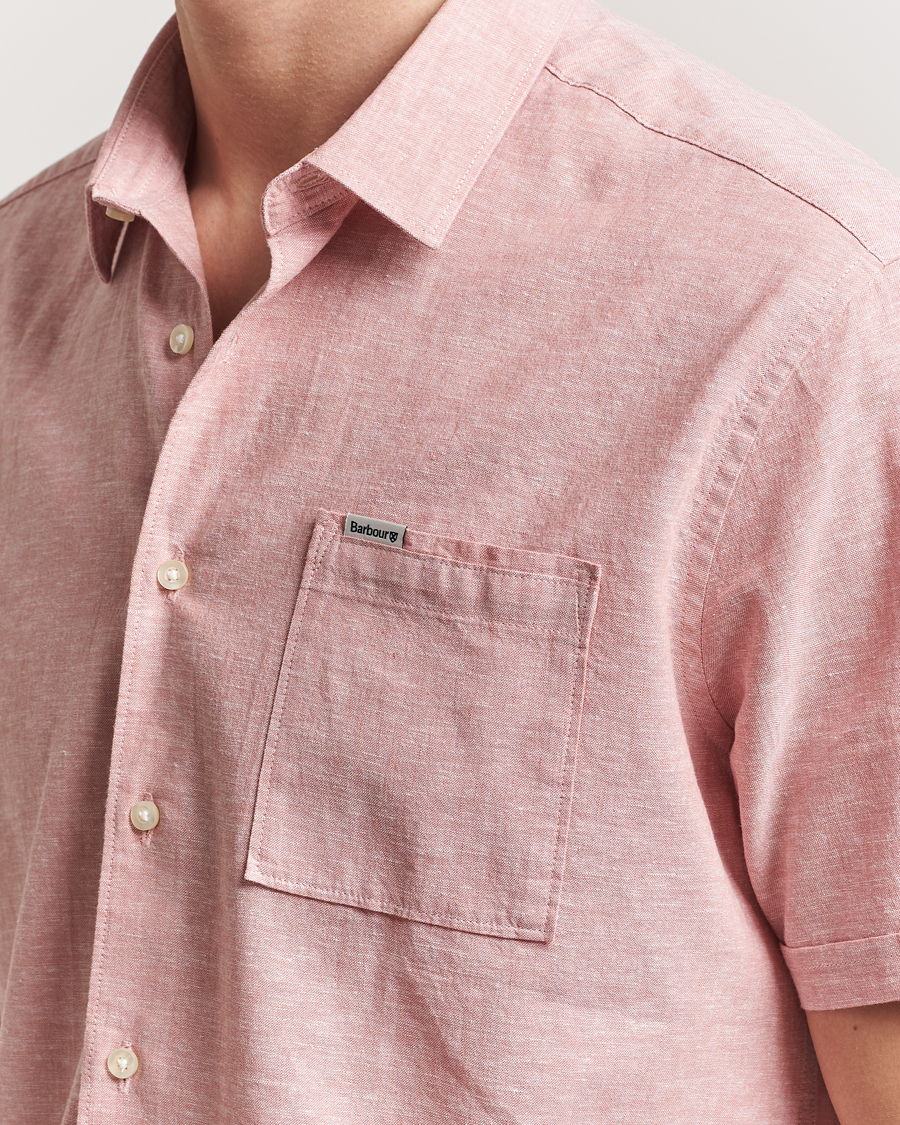 Herr | Skjortor | Barbour Lifestyle | Nelson Short Sleeve Linen/Cotton Shirt Pink Clay
