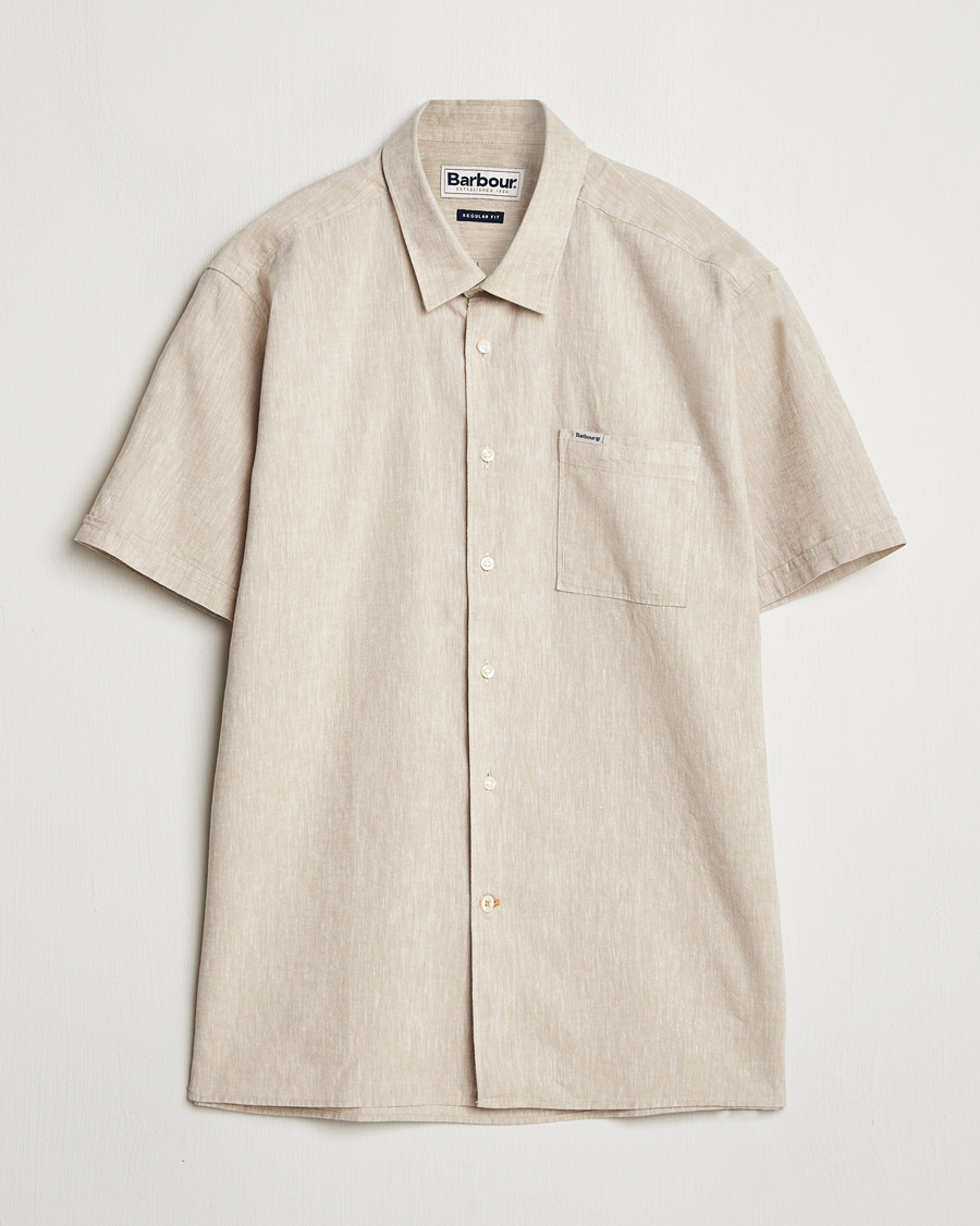 Herr | Skjortor | Barbour Lifestyle | Nelson Short Sleeve Linen/Cotton Shirt Stone