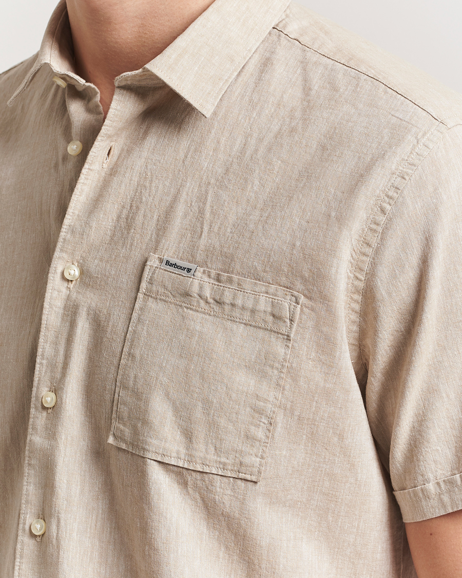 Herr | Skjortor | Barbour Lifestyle | Nelson Short Sleeve Linen/Cotton Shirt Stone