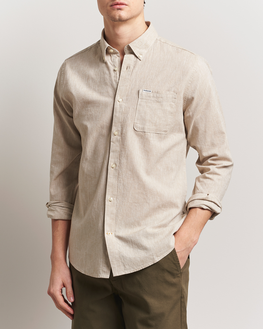 Herr | Skjortor | Barbour Lifestyle | Nelson Linen/Cotton Shirt Stone