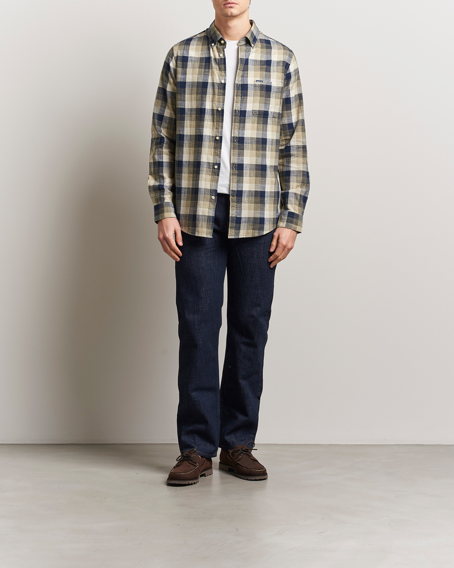 Herr | Skjortor | Barbour Lifestyle | Hillroad Tailored Checked Cotton Shirt Olive