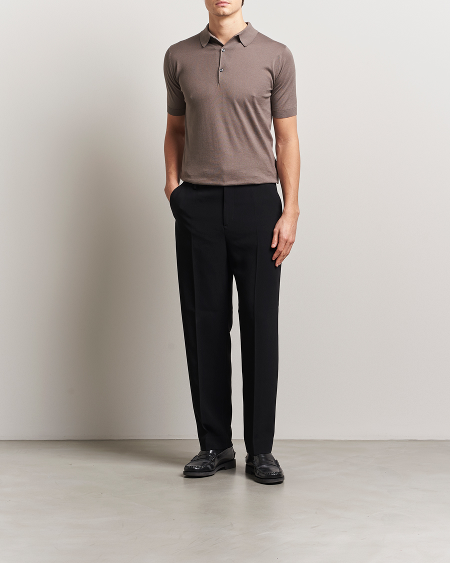 Herr | Pikéer | John Smedley | Adrian Slim Fit Sea Island Polo Beige Musk