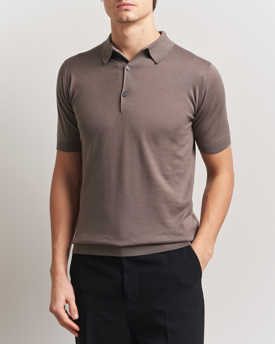 Herr | Pikéer | John Smedley | Adrian Slim Fit Sea Island Polo Beige Musk