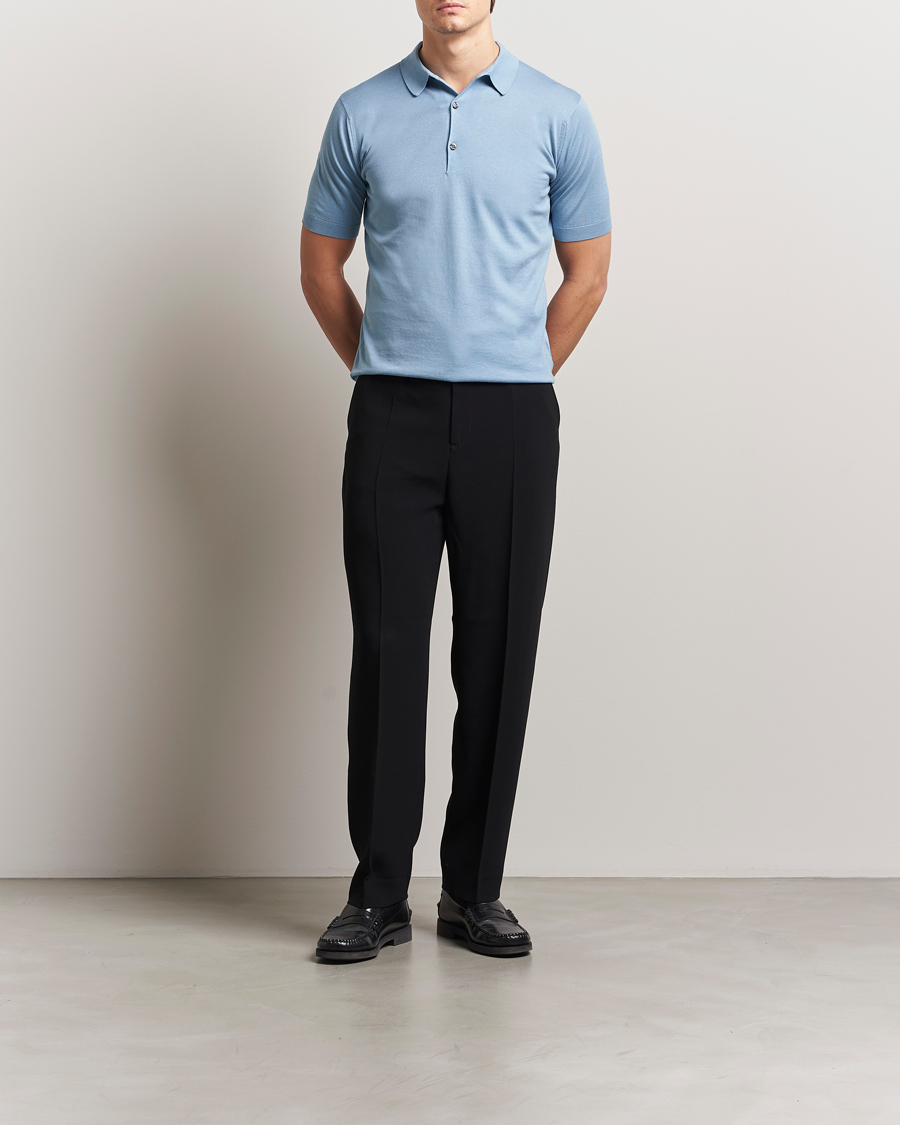 Herr | Pikéer | John Smedley | Adrian Slim Fit Sea Island Polo Sea Glass