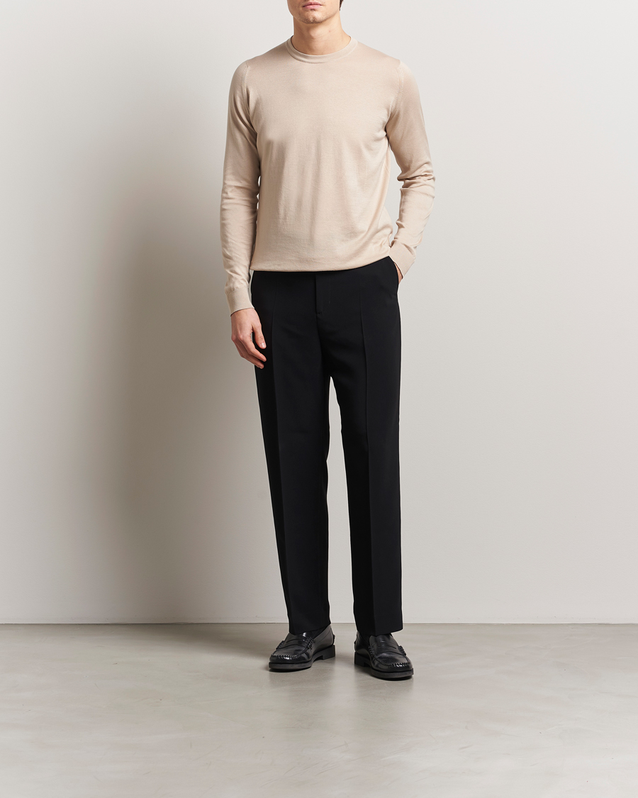 Herr | Tröjor | John Smedley | Rowland Sea Island Crew Neck Pullover Almond